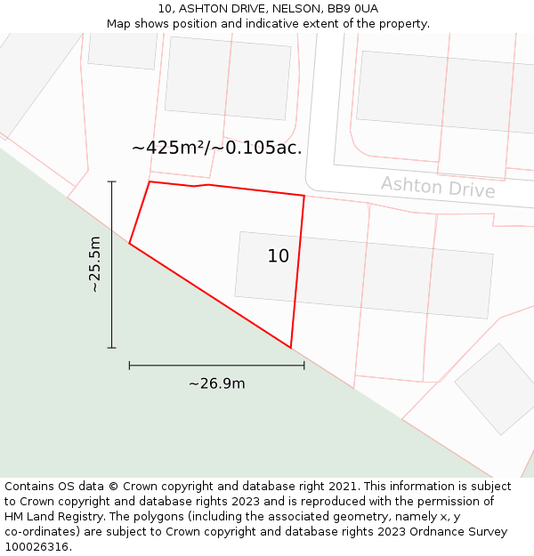 10, ASHTON DRIVE, NELSON, BB9 0UA: Plot and title map