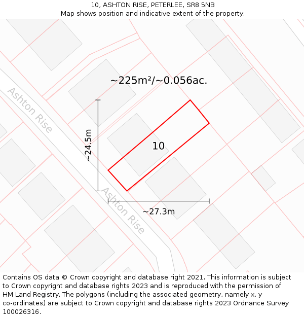 10, ASHTON RISE, PETERLEE, SR8 5NB: Plot and title map