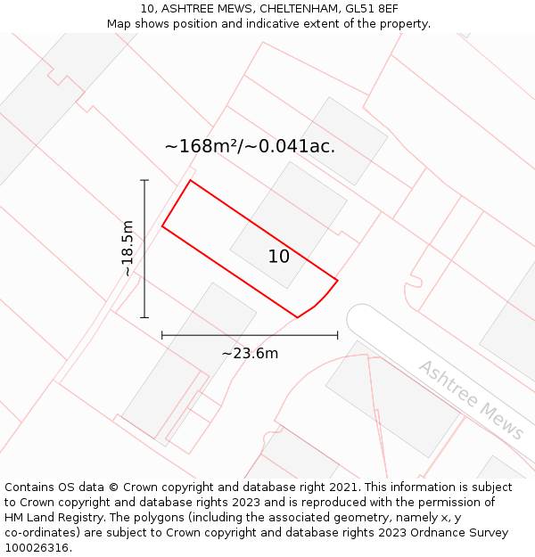 10, ASHTREE MEWS, CHELTENHAM, GL51 8EF: Plot and title map