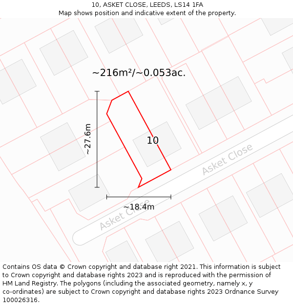 10, ASKET CLOSE, LEEDS, LS14 1FA: Plot and title map