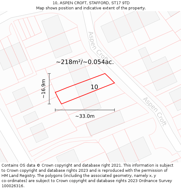 10, ASPEN CROFT, STAFFORD, ST17 9TD: Plot and title map