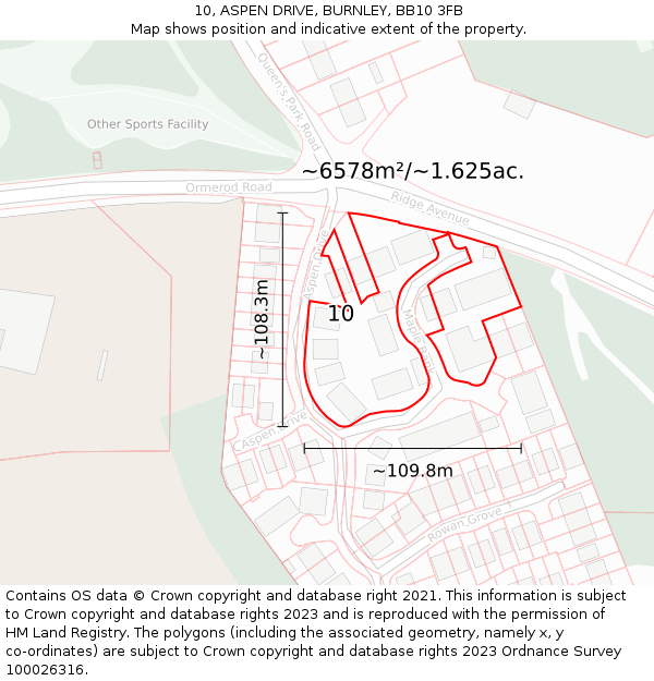 10, ASPEN DRIVE, BURNLEY, BB10 3FB: Plot and title map