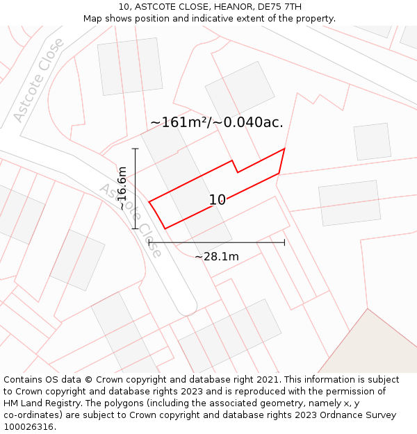 10, ASTCOTE CLOSE, HEANOR, DE75 7TH: Plot and title map