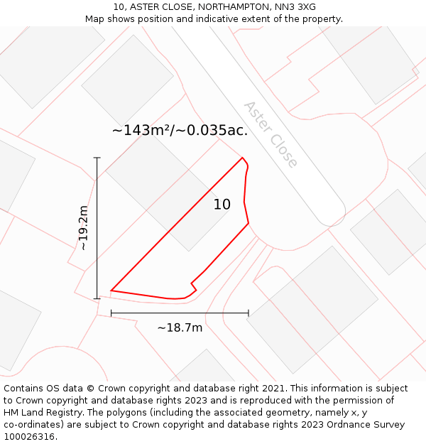 10, ASTER CLOSE, NORTHAMPTON, NN3 3XG: Plot and title map