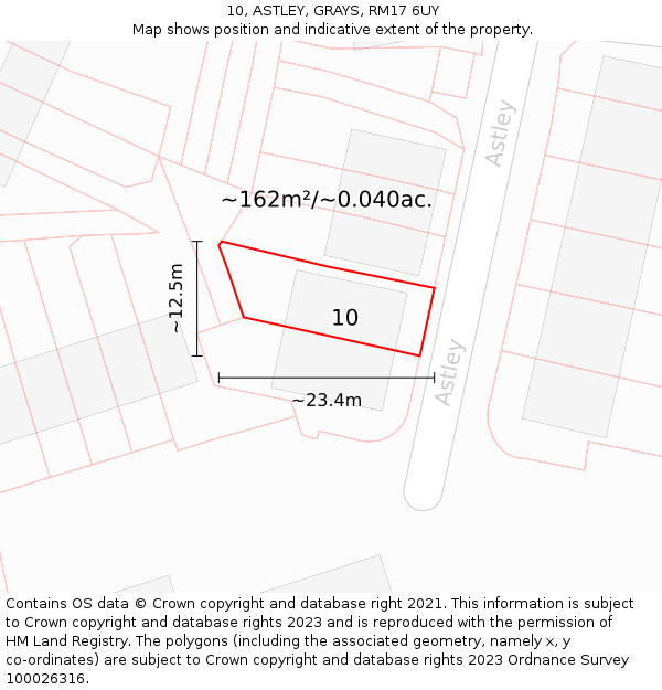 10, ASTLEY, GRAYS, RM17 6UY: Plot and title map