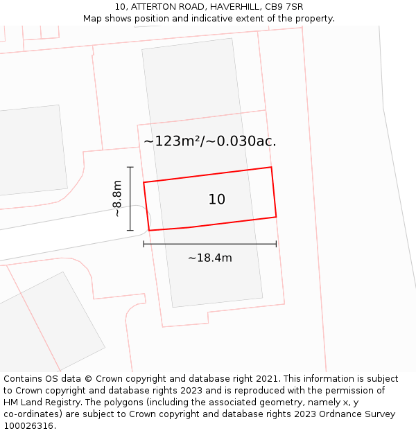 10, ATTERTON ROAD, HAVERHILL, CB9 7SR: Plot and title map
