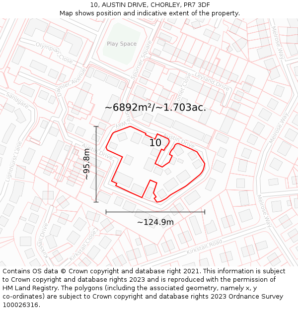 10, AUSTIN DRIVE, CHORLEY, PR7 3DF: Plot and title map