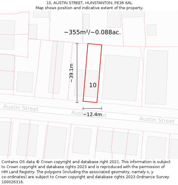 10, AUSTIN STREET, HUNSTANTON, PE36 6AL: Plot and title map