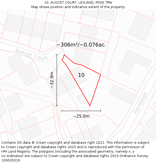 10, AVOCET COURT, LEYLAND, PR26 7RW: Plot and title map