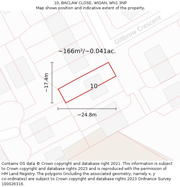 10, BACLAW CLOSE, WIGAN, WN1 3NP: Plot and title map