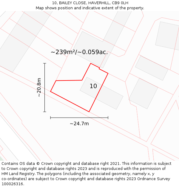 10, BAILEY CLOSE, HAVERHILL, CB9 0LH: Plot and title map