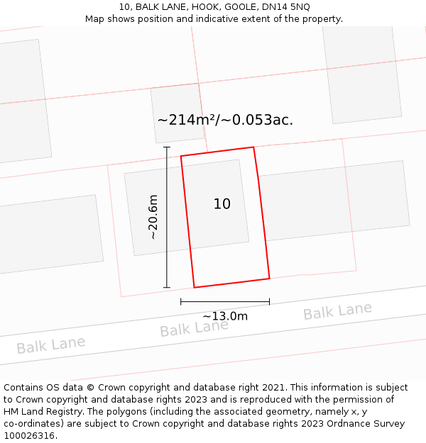 10, BALK LANE, HOOK, GOOLE, DN14 5NQ: Plot and title map