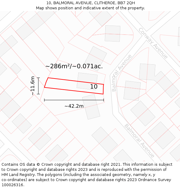 10, BALMORAL AVENUE, CLITHEROE, BB7 2QH: Plot and title map