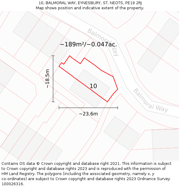 10, BALMORAL WAY, EYNESBURY, ST. NEOTS, PE19 2RJ: Plot and title map