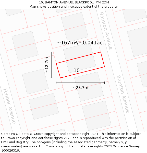 10, BAMTON AVENUE, BLACKPOOL, FY4 2DN: Plot and title map