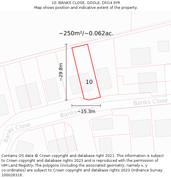 10, BANKS CLOSE, GOOLE, DN14 6YR: Plot and title map