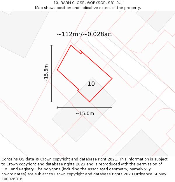 10, BARN CLOSE, WORKSOP, S81 0UJ: Plot and title map