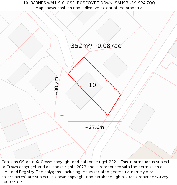 10, BARNES WALLIS CLOSE, BOSCOMBE DOWN, SALISBURY, SP4 7QQ: Plot and title map