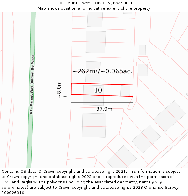 10, BARNET WAY, LONDON, NW7 3BH: Plot and title map