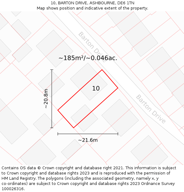 10, BARTON DRIVE, ASHBOURNE, DE6 1TN: Plot and title map