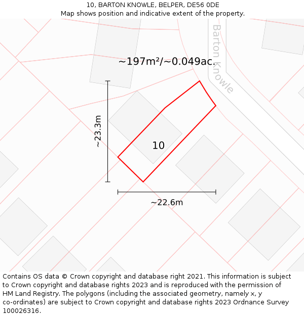 10, BARTON KNOWLE, BELPER, DE56 0DE: Plot and title map
