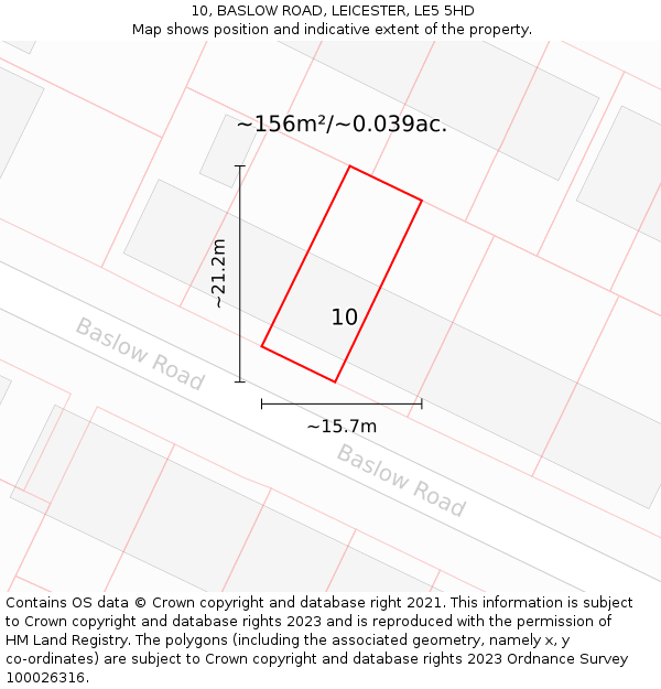10, BASLOW ROAD, LEICESTER, LE5 5HD: Plot and title map