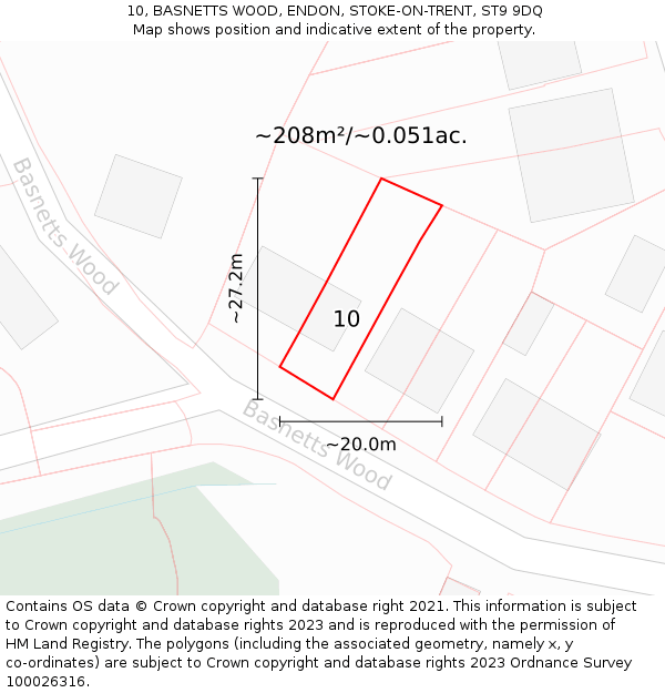 10, BASNETTS WOOD, ENDON, STOKE-ON-TRENT, ST9 9DQ: Plot and title map