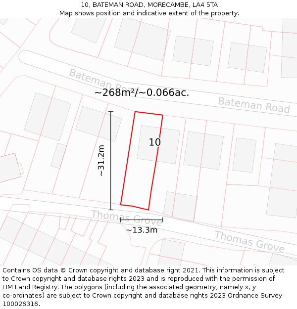 10, BATEMAN ROAD, MORECAMBE, LA4 5TA: Plot and title map