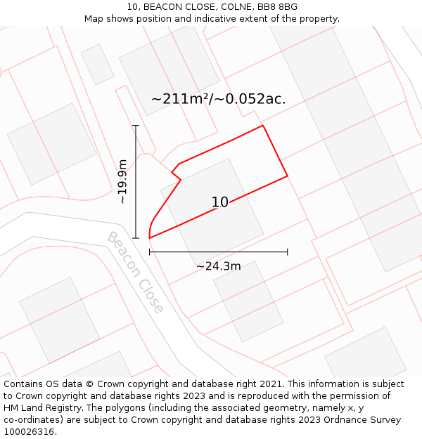 10, BEACON CLOSE, COLNE, BB8 8BG: Plot and title map
