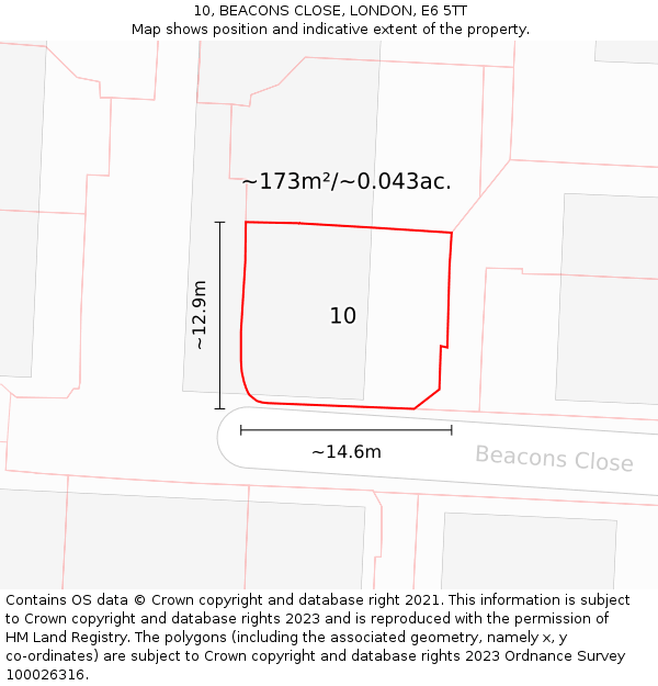 10, BEACONS CLOSE, LONDON, E6 5TT: Plot and title map