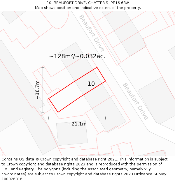 10, BEAUFORT DRIVE, CHATTERIS, PE16 6RW: Plot and title map