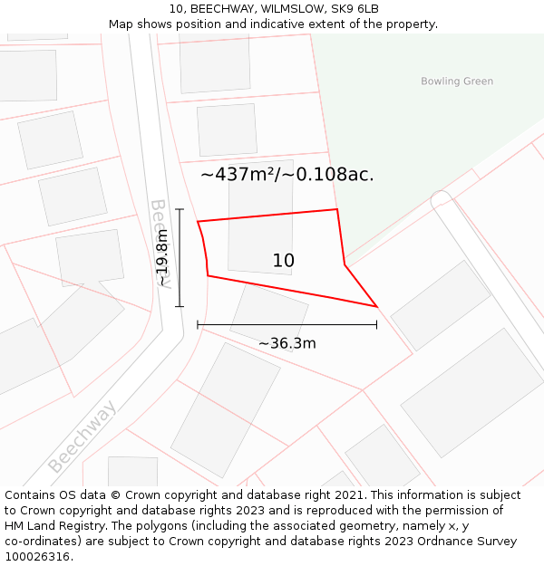 10, BEECHWAY, WILMSLOW, SK9 6LB: Plot and title map