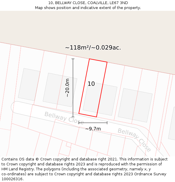 10, BELLWAY CLOSE, COALVILLE, LE67 3ND: Plot and title map