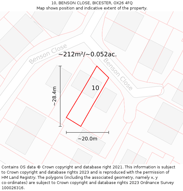 10, BENSON CLOSE, BICESTER, OX26 4FQ: Plot and title map