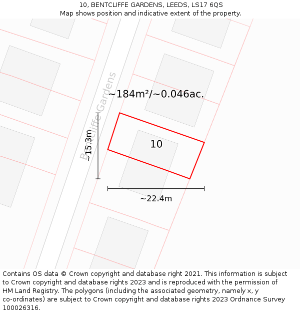 10, BENTCLIFFE GARDENS, LEEDS, LS17 6QS: Plot and title map