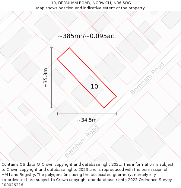 10, BERNHAM ROAD, NORWICH, NR6 5QG: Plot and title map