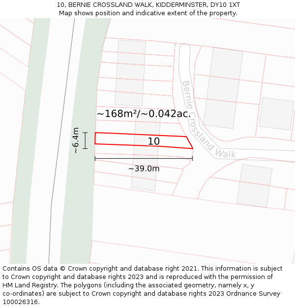 10, BERNIE CROSSLAND WALK, KIDDERMINSTER, DY10 1XT: Plot and title map
