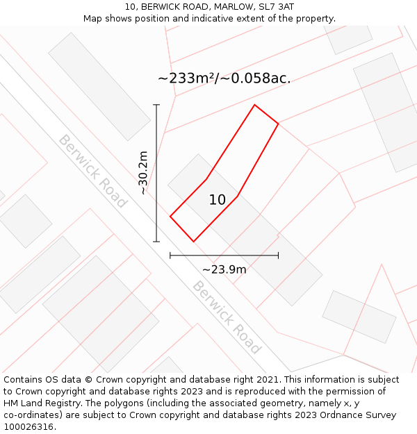 10, BERWICK ROAD, MARLOW, SL7 3AT: Plot and title map