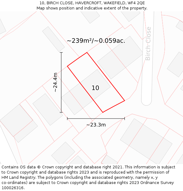 10, BIRCH CLOSE, HAVERCROFT, WAKEFIELD, WF4 2QE: Plot and title map
