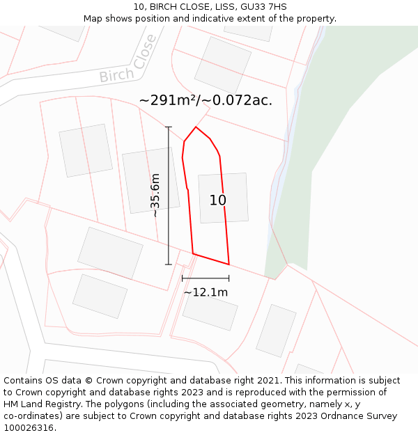 10, BIRCH CLOSE, LISS, GU33 7HS: Plot and title map