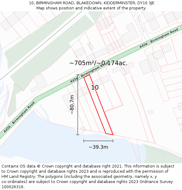 10, BIRMINGHAM ROAD, BLAKEDOWN, KIDDERMINSTER, DY10 3JE: Plot and title map