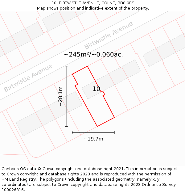 10, BIRTWISTLE AVENUE, COLNE, BB8 9RS: Plot and title map