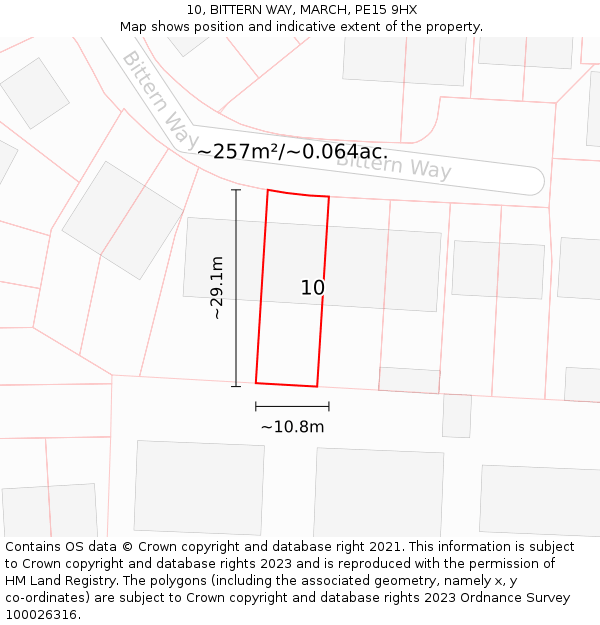 10, BITTERN WAY, MARCH, PE15 9HX: Plot and title map
