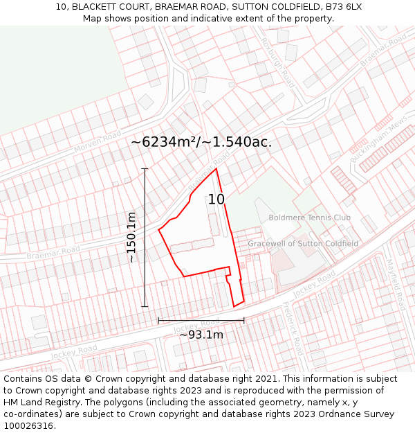10, BLACKETT COURT, BRAEMAR ROAD, SUTTON COLDFIELD, B73 6LX: Plot and title map