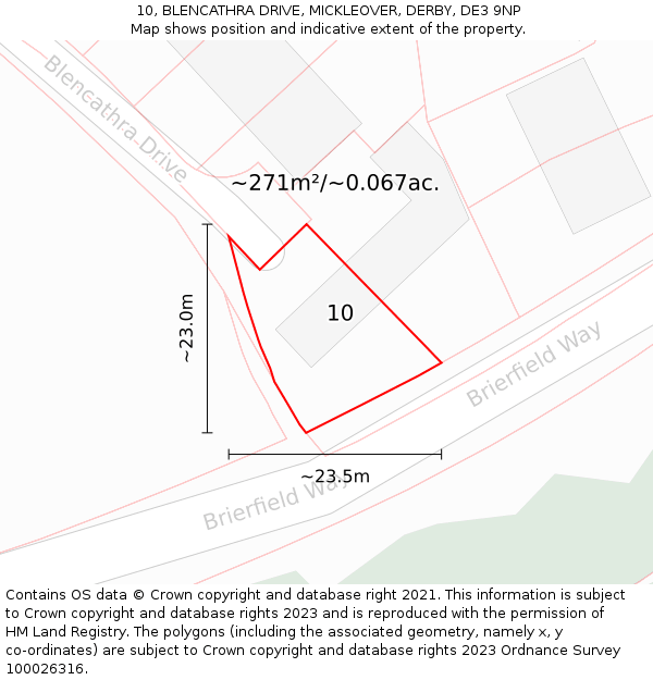 10, BLENCATHRA DRIVE, MICKLEOVER, DERBY, DE3 9NP: Plot and title map