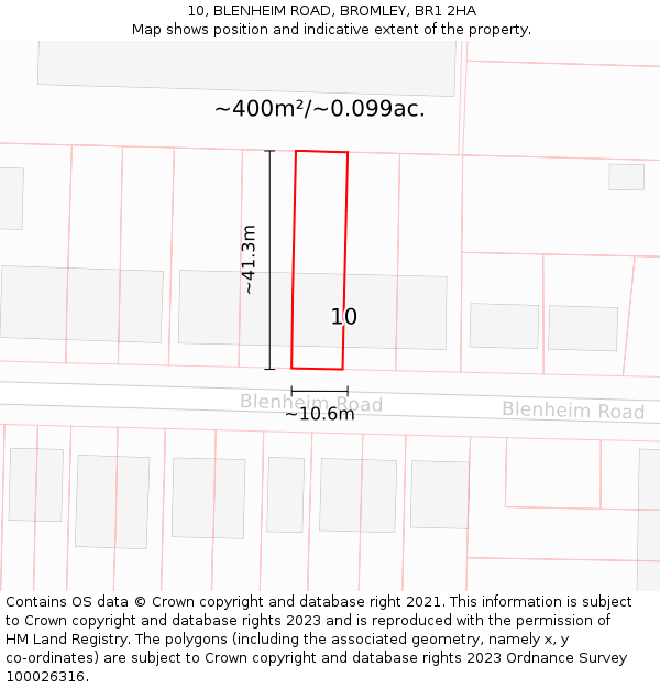 10, BLENHEIM ROAD, BROMLEY, BR1 2HA: Plot and title map