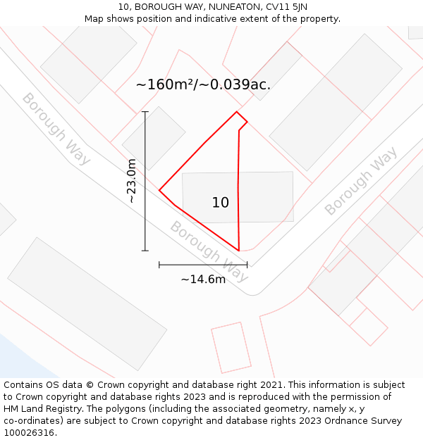 10, BOROUGH WAY, NUNEATON, CV11 5JN: Plot and title map