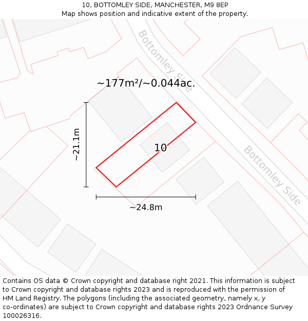 10, BOTTOMLEY SIDE, MANCHESTER, M9 8EP: Plot and title map