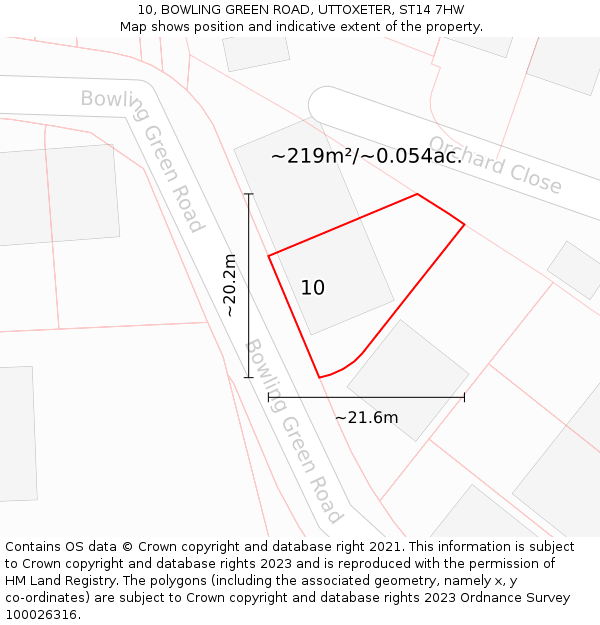 10, BOWLING GREEN ROAD, UTTOXETER, ST14 7HW: Plot and title map