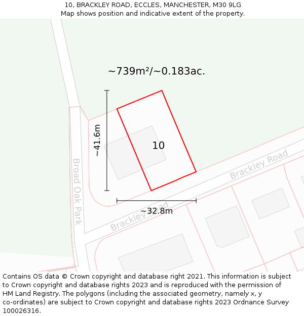 10, BRACKLEY ROAD, ECCLES, MANCHESTER, M30 9LG: Plot and title map